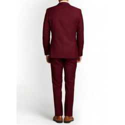 Men's Three-Piece Maroon Wedding Suit